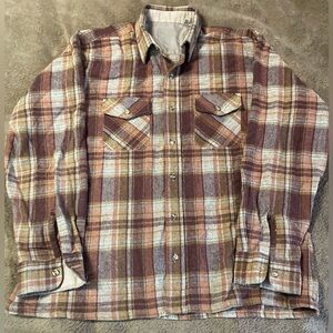 Men XL Light Flannel Button Down Brown Shirt